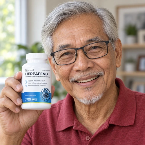 Adult holding a Herpafend bottle