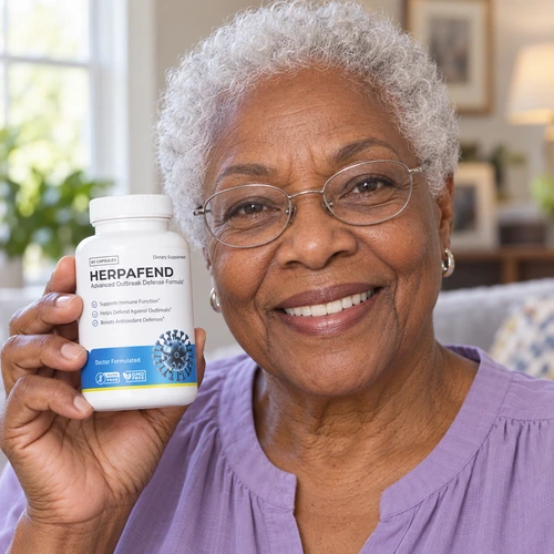 Adult holding a Herpafend bottle